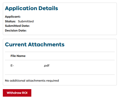 A screenshot of the of an ROI showing the active status